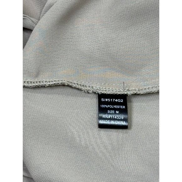 Poetry Size M Sheer Beige Open Back Blouse With Tie Waist & 3/4 Sleeves Womens - Picture 7 of 10
